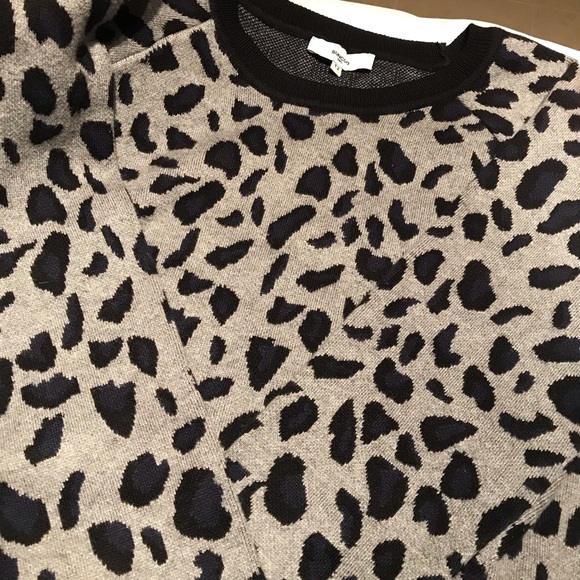 Suncoo Paris Animal Print Knit Pullover Sweater Gray/Black/Blue Size T2 (M) - Picture 4 of 8